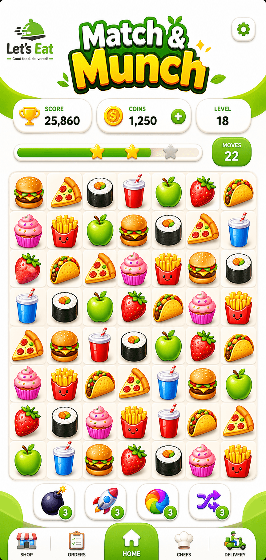 Match & Munch, in-app game